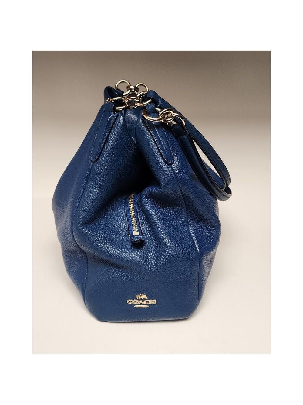 Coach Phoebe F35723 Blue Pebble Leather Shoulder Bag with Gold-Tone Hardware - Picture 4 of 13